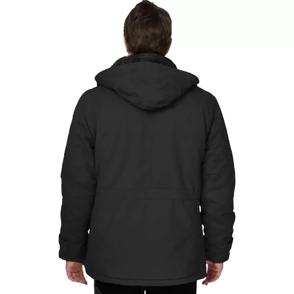WenVen Mens Winter Thicken Cotton Parka Jacket Warm Coat with Removable HoodBlack