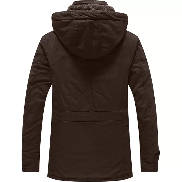WenVen Mens Winter Thicken Cotton Parka Jacket Warm Coat with Removable HoodBrown