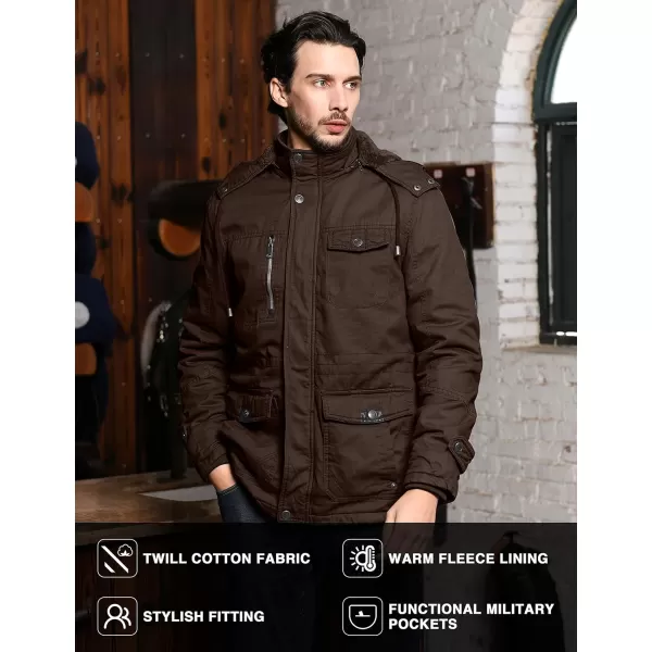WenVen Mens Winter Thicken Cotton Parka Jacket Warm Coat with Removable HoodBrown