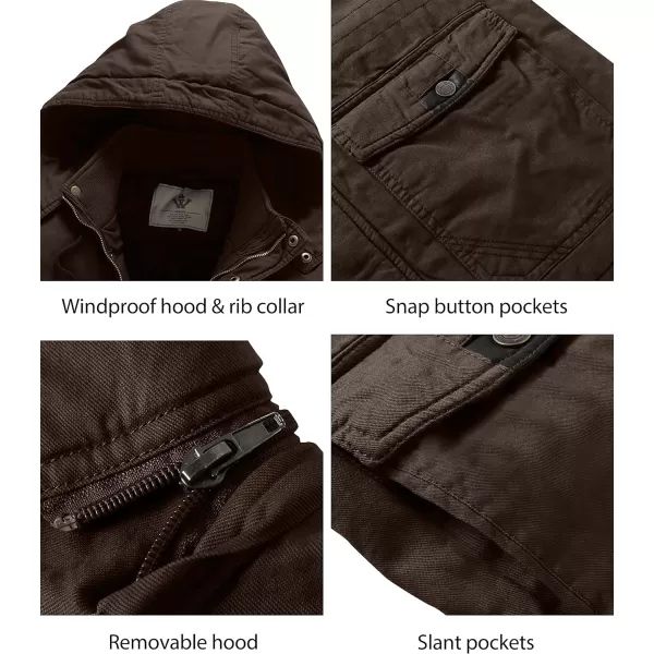 WenVen Mens Winter Thicken Cotton Parka Jacket Warm Coat with Removable HoodBrown