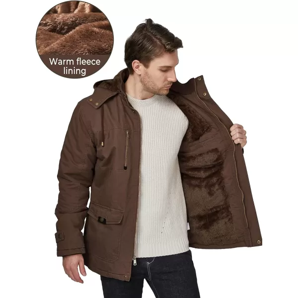WenVen Mens Winter Thicken Cotton Parka Jacket Warm Coat with Removable HoodCoffee