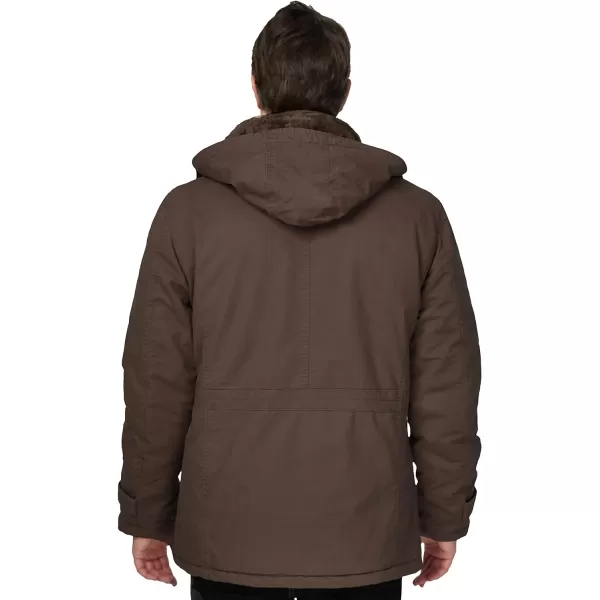 WenVen Mens Winter Thicken Cotton Parka Jacket Warm Coat with Removable HoodCoffee