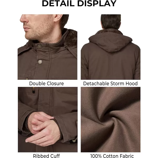 WenVen Mens Winter Thicken Cotton Parka Jacket Warm Coat with Removable HoodCoffee