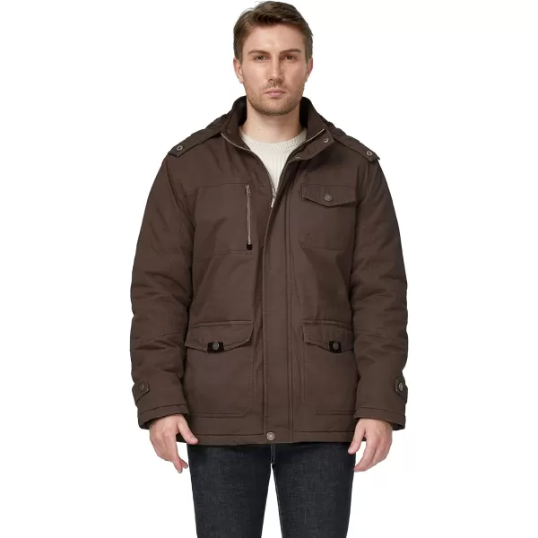 WenVen Mens Winter Thicken Cotton Parka Jacket Warm Coat with Removable HoodCoffee
