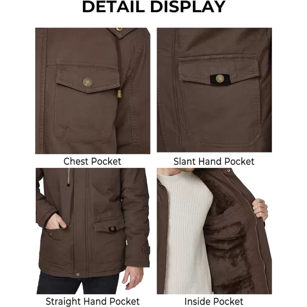 WenVen Mens Winter Thicken Cotton Parka Jacket Warm Coat with Removable HoodCoffee