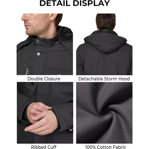 WenVen Mens Winter Thicken Cotton Parka Jacket Warm Coat with Removable HoodGrey