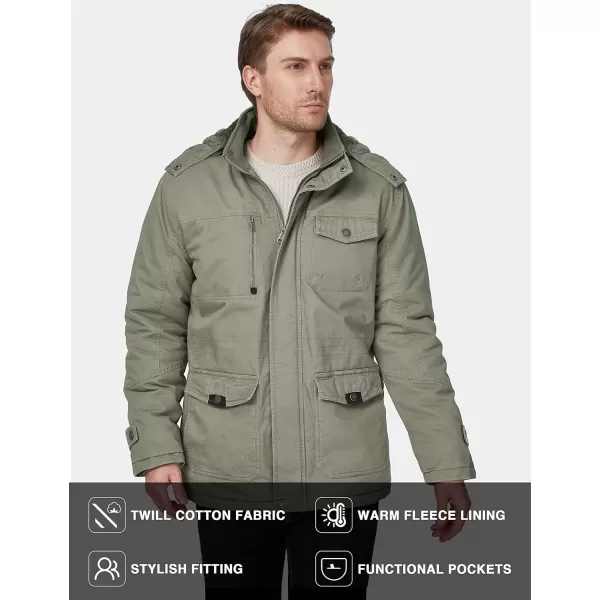 WenVen Mens Winter Thicken Cotton Parka Jacket Warm Coat with Removable HoodLight Olive