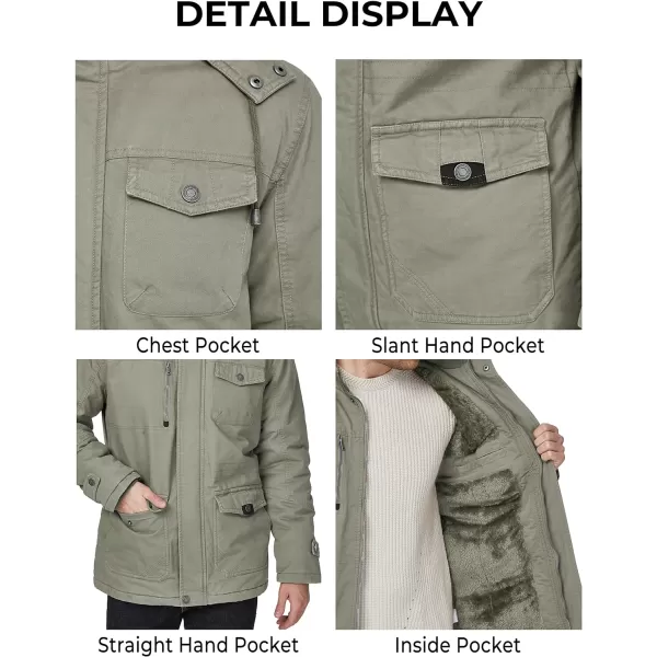 WenVen Mens Winter Thicken Cotton Parka Jacket Warm Coat with Removable HoodLight Olive