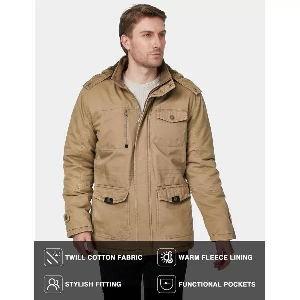 WenVen Mens Winter Thicken Cotton Parka Jacket Warm Coat with Removable HoodN Khaki