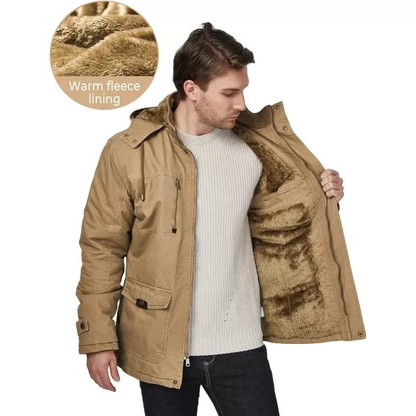WenVen Mens Winter Thicken Cotton Parka Jacket Warm Coat with Removable HoodN Khaki