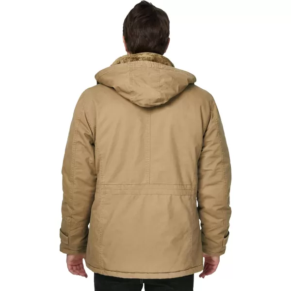WenVen Mens Winter Thicken Cotton Parka Jacket Warm Coat with Removable HoodN Khaki