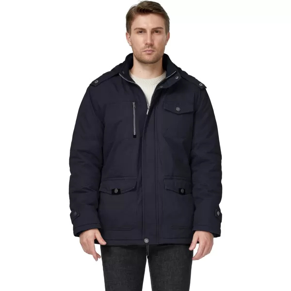 WenVen Mens Winter Thicken Cotton Parka Jacket Warm Coat with Removable HoodNavy