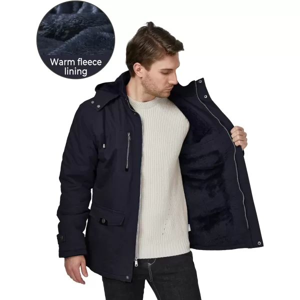 WenVen Mens Winter Thicken Cotton Parka Jacket Warm Coat with Removable HoodNavy
