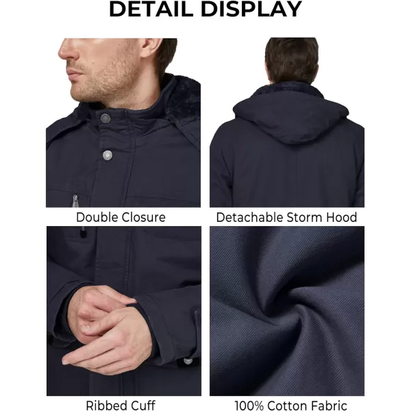 WenVen Mens Winter Thicken Cotton Parka Jacket Warm Coat with Removable HoodNavy