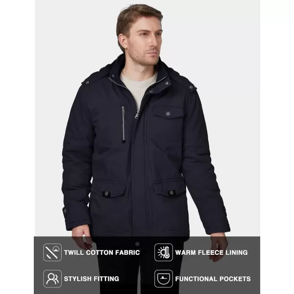 WenVen Mens Winter Thicken Cotton Parka Jacket Warm Coat with Removable HoodNavy