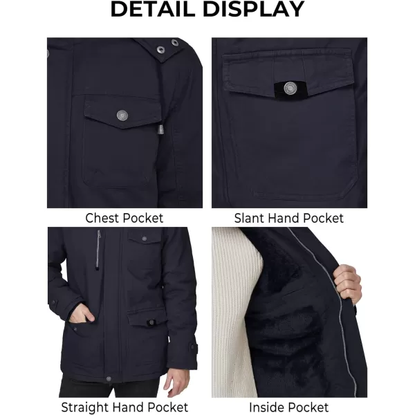 WenVen Mens Winter Thicken Cotton Parka Jacket Warm Coat with Removable HoodNavy
