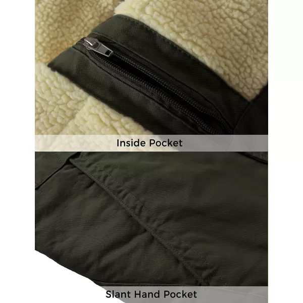 WenVen Mens Winter Warm Military Jacket Sherpa Lined Parka Coat with HoodArmy Green