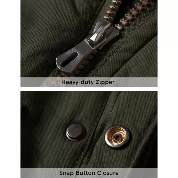 WenVen Mens Winter Warm Military Jacket Sherpa Lined Parka Coat with HoodArmy Green
