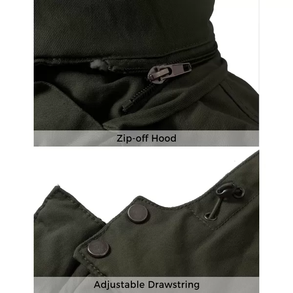 WenVen Mens Winter Warm Military Jacket Sherpa Lined Parka Coat with HoodArmy Green