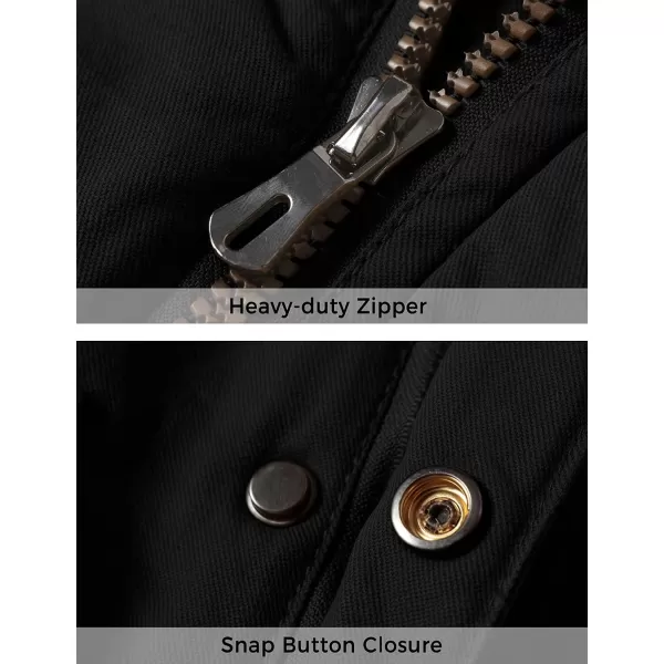 WenVen Mens Winter Warm Military Jacket Sherpa Lined Parka Coat with HoodBlack