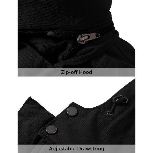 WenVen Mens Winter Warm Military Jacket Sherpa Lined Parka Coat with HoodBlack