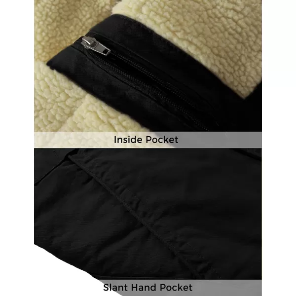 WenVen Mens Winter Warm Military Jacket Sherpa Lined Parka Coat with HoodBlack