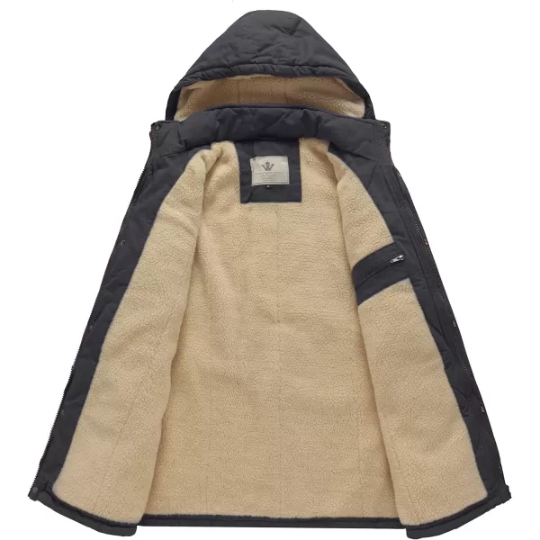 WenVen Mens Winter Warm Military Jacket Sherpa Lined Parka Coat with HoodGrey