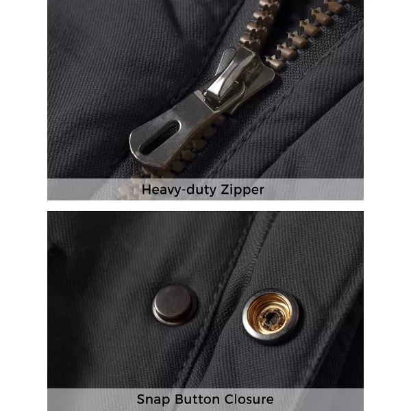WenVen Mens Winter Warm Military Jacket Sherpa Lined Parka Coat with HoodGrey