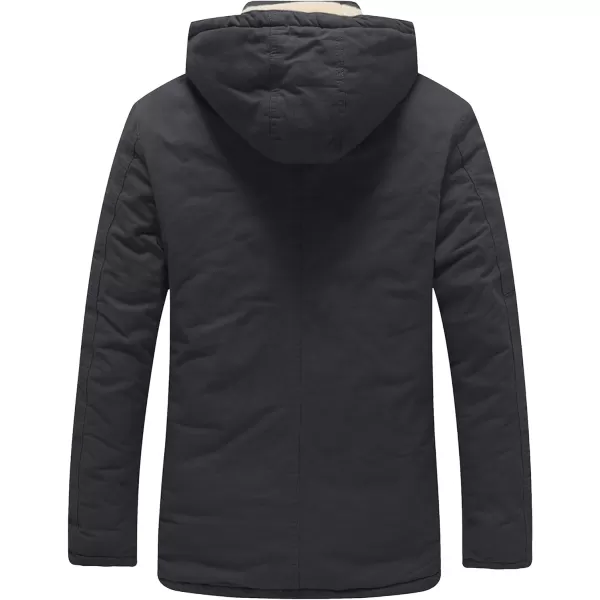WenVen Mens Winter Warm Military Jacket Sherpa Lined Parka Coat with HoodGrey