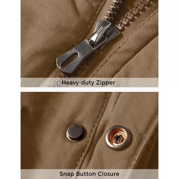 WenVen Mens Winter Warm Military Jacket Sherpa Lined Parka Coat with HoodKhaki