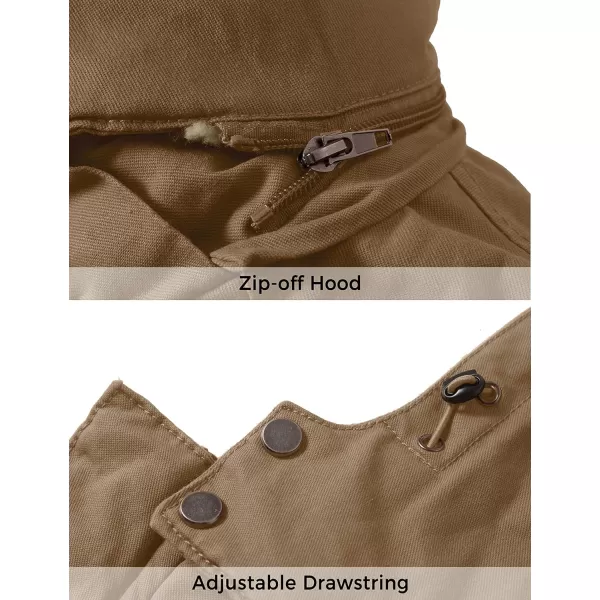 WenVen Mens Winter Warm Military Jacket Sherpa Lined Parka Coat with HoodKhaki