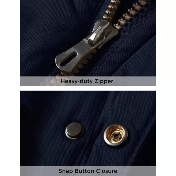 WenVen Mens Winter Warm Military Jacket Sherpa Lined Parka Coat with HoodNavy
