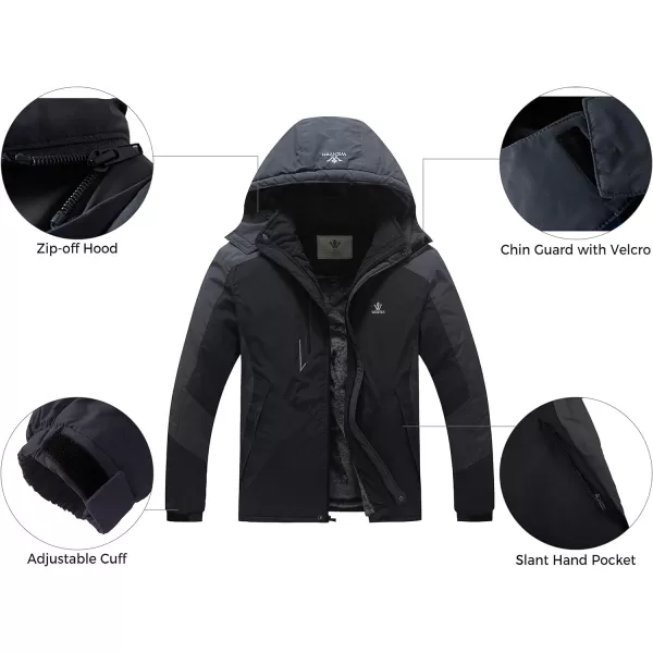 WenVen Mens Winter Warm Windproof Detachable Hood Thick Waterproof Skiing JacketWenVen Mens Winter Warm Windproof Detachable Hood Thick Waterproof Skiing Jacket