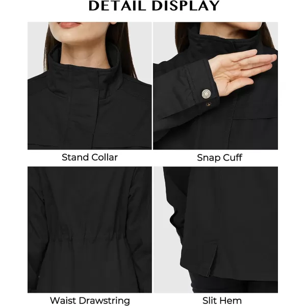 WenVen Womens Casual Military Jacket Cotton Stand Collar Utility Anorak CoatBlack