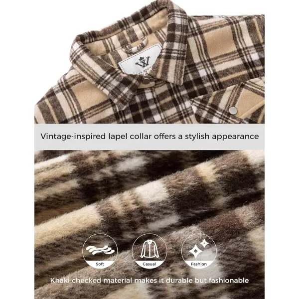 WenVen Womens Casual Plaid Flannel Shirt Jacket Warm Thicken OuterwearKhaki
