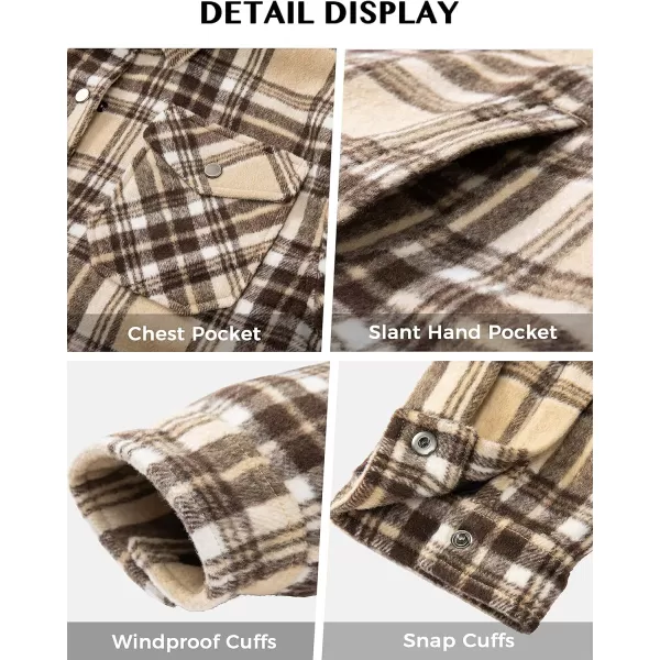 WenVen Womens Casual Plaid Flannel Shirt Jacket Warm Thicken OuterwearKhaki