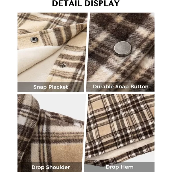 WenVen Womens Casual Plaid Flannel Shirt Jacket Warm Thicken OuterwearKhaki
