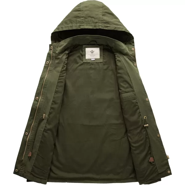 WenVen Womens Cotton Military Jacket Lightweight Casual Anorak Coat with HoodArmy Green
