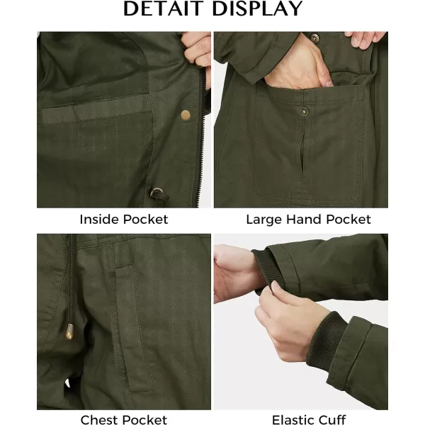 WenVen Womens Cotton Military Jacket Lightweight Casual Anorak Coat with HoodArmy Green