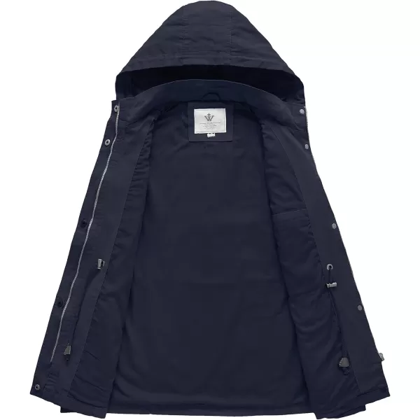 WenVen Womens Cotton Military Jacket Lightweight Casual Anorak Coat with HoodNavy