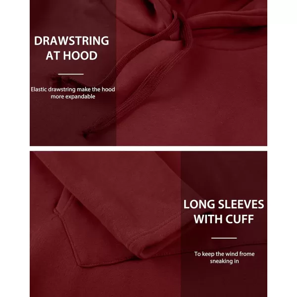 WenVen Womens Long Hoodie Dress Thicken Fleece Lined Pullover SweatshirtClaret