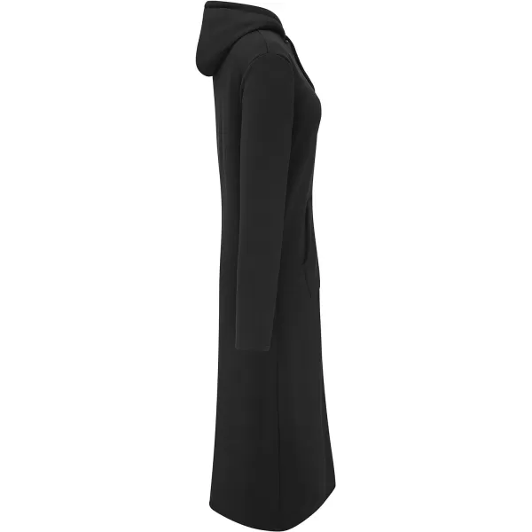 WenVen Womens Long Hoodie Dress Thicken Fleece Lined Pullover SweatshirtDark Black