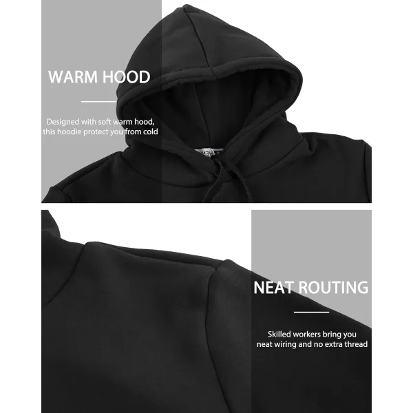 WenVen Womens Long Hoodie Dress Thicken Fleece Lined Pullover SweatshirtDark Black