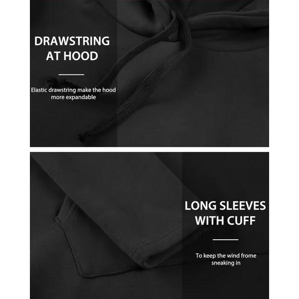 WenVen Womens Long Hoodie Dress Thicken Fleece Lined Pullover SweatshirtDark Black