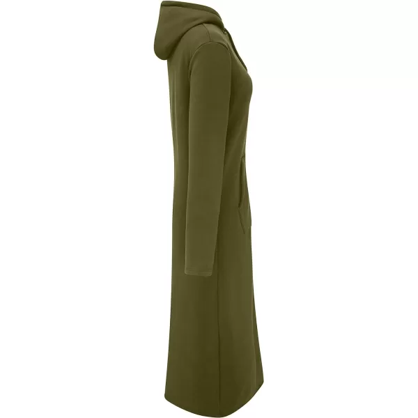 WenVen Womens Long Hoodie Dress Thicken Fleece Lined Pullover SweatshirtDark Green