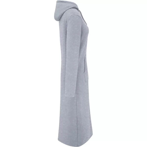 WenVen Womens Long Hoodie Dress Thicken Fleece Lined Pullover SweatshirtLight Grey