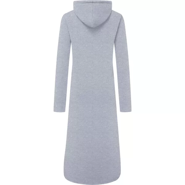 WenVen Womens Long Hoodie Dress Thicken Fleece Lined Pullover SweatshirtLight Grey