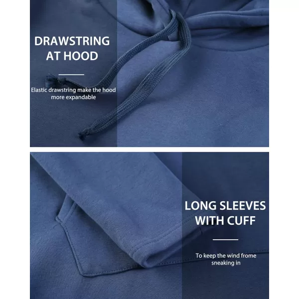 WenVen Womens Long Hoodie Dress Thicken Fleece Lined Pullover SweatshirtNavy