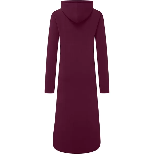 WenVen Womens Long Hoodie Dress Thicken Fleece Lined Pullover SweatshirtPurple
