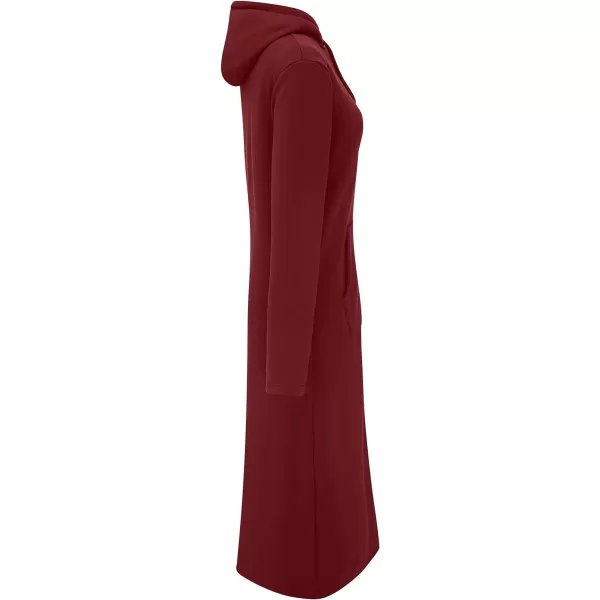 WenVen Womens Long Hoodie Dress Thicken Fleece Lined Pullover SweatshirtRed